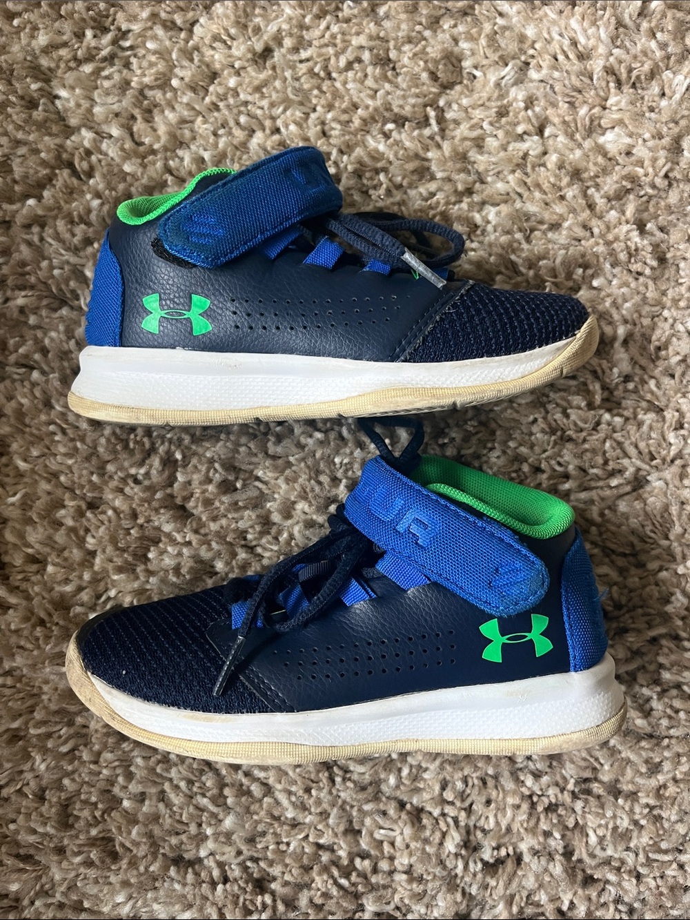 Under Armour Navy and Green Kids' Athletic Sneakers